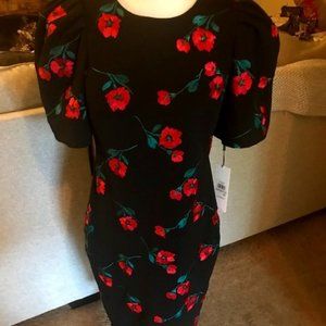 Calvin Klein Rose Puff Sleeve Dress Size 6